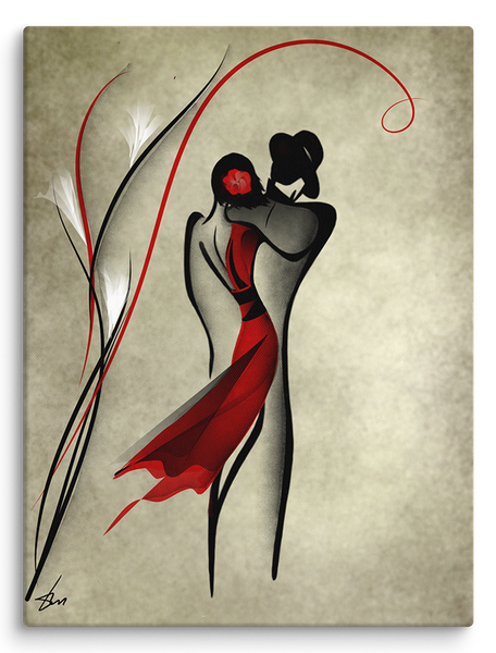 Minimalist line art print of "Dance with Me" by Tatyana Markovtsev — one continuous line drawing