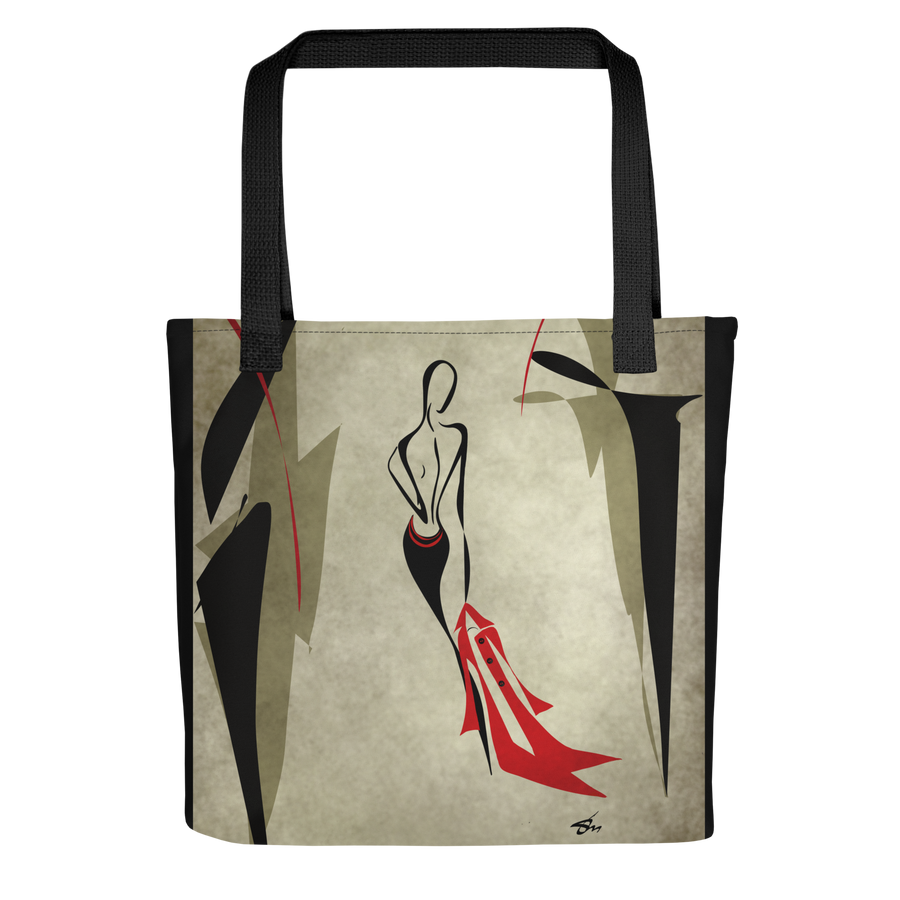 Minimalist line art print of "Tote bag" by Tatyana Markovtsev — one continuous line drawing