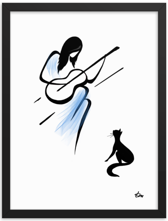 Magic Strings — minimalist one continuous line art print by Tatyana Markovtsev (view 1)