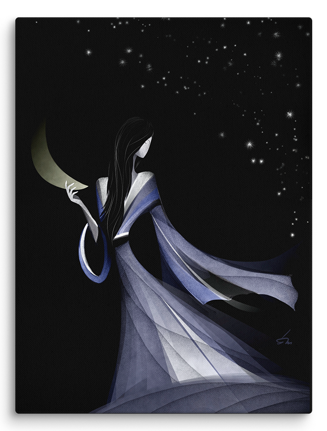 Minimalist line art print of "Night Queen" by Tatyana Markovtsev — one continuous line drawing