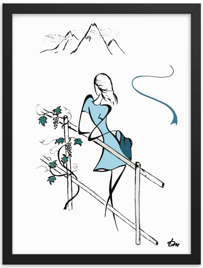 Blue Mountain — minimalist one continuous line art print by Tatyana Markovtsev