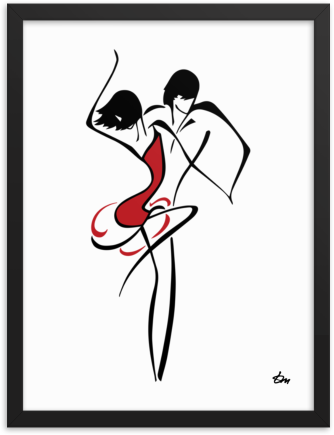 Cha Cha — minimalist one continuous line art print by Tatyana Markovtsev (view 1)