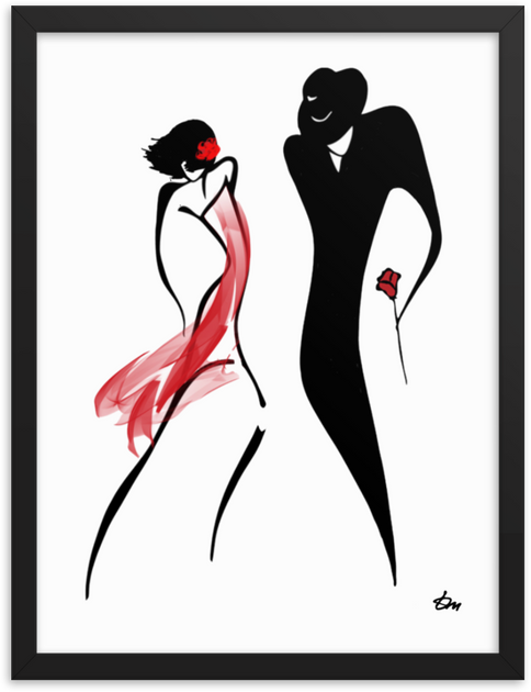 Tango with Flower — Minimalist Line Art Print by Tatyana