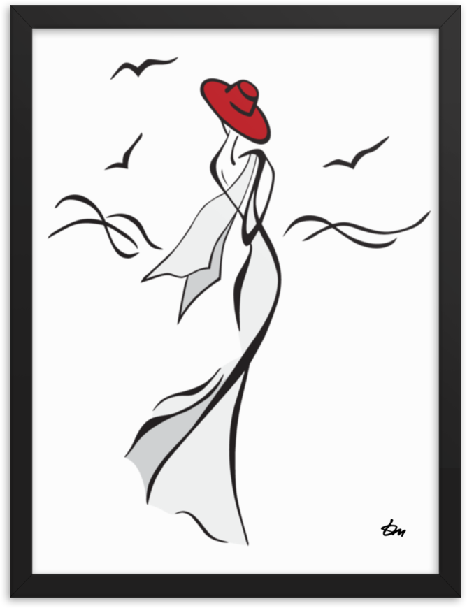 Lady by The Sea — minimalist one continuous line art print by Tatyana Markovtsev (view 1)
