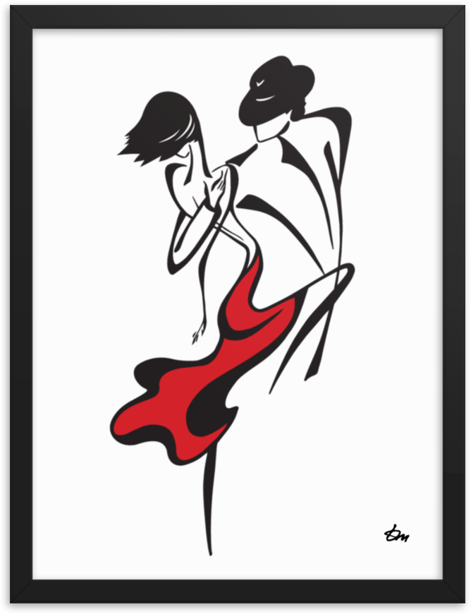 Love Tango — minimalist one continuous line art print by Tatyana Markovtsev (view 1)