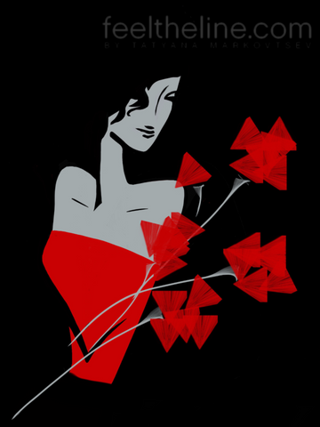 Lady with Red Flowers